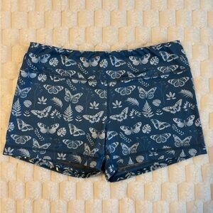 Stylish Blue Butterfly Print Athletic Shorts